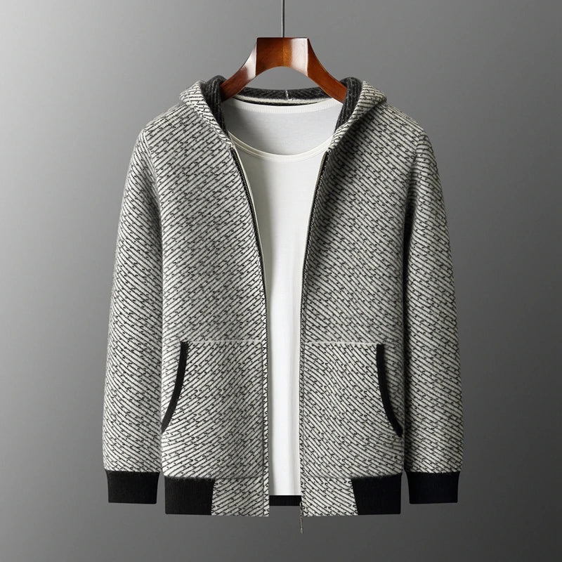 Cardigan Homme Laine Mérinos Zippé à Capuche – CLEVI Paris