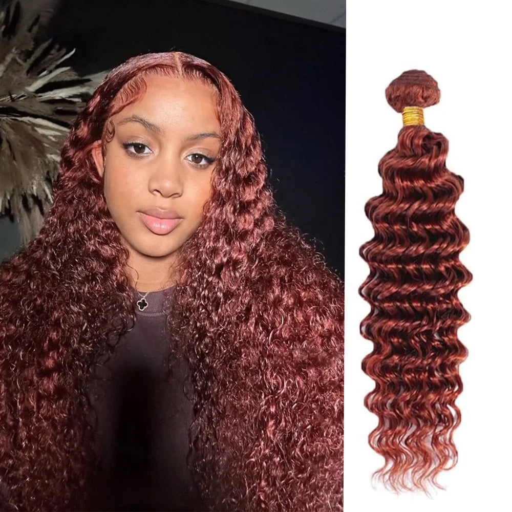 Extensions Deep Wave brun roux, cheveux humains – CLEVI Paris