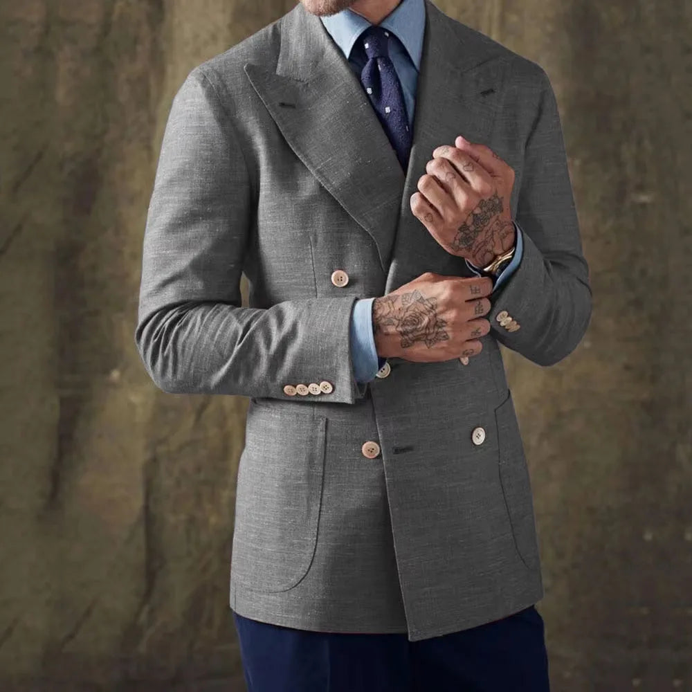 Blazer croisé lin et coton homme – CLEVI Paris