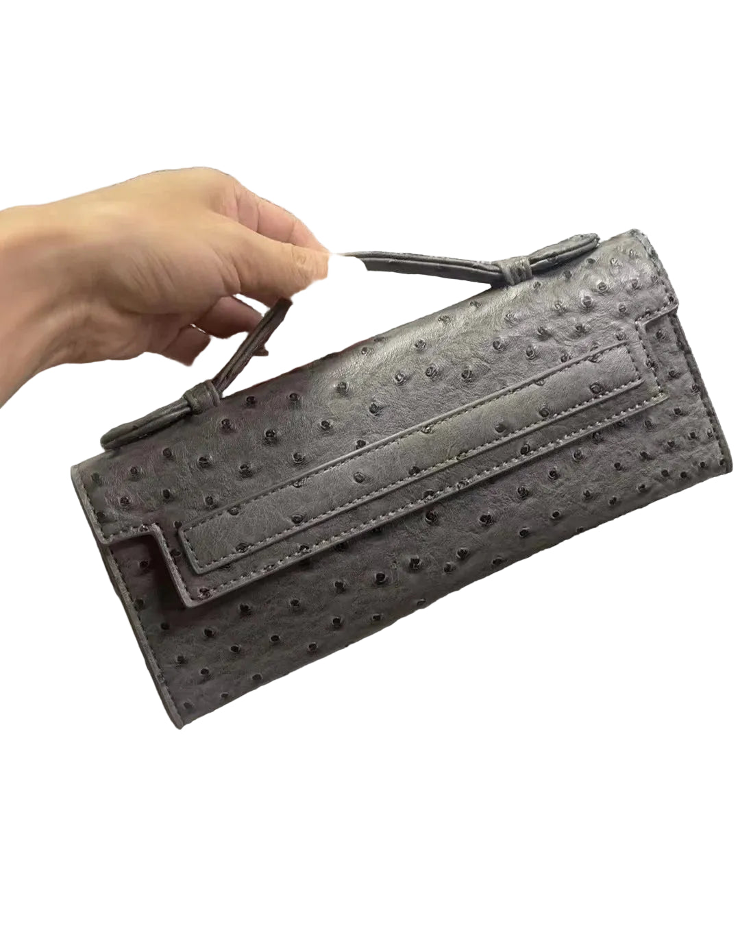 Pochette Femme Cuir PU Motif Autruche Tendance 27x12x5cm – CLEVI Paris