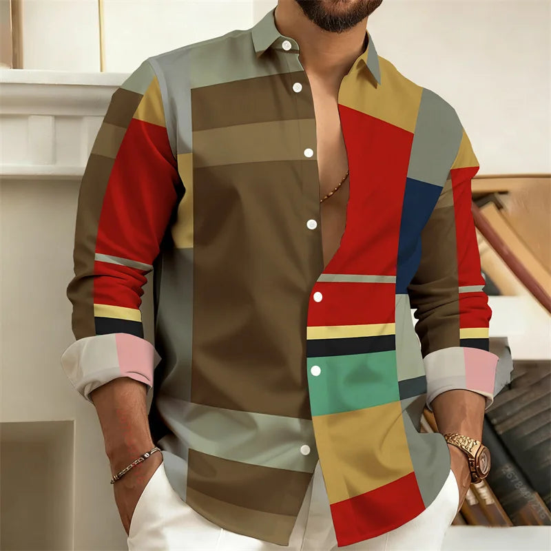 Chemise Homme Patchwork Géométrique – CLEVI Paris