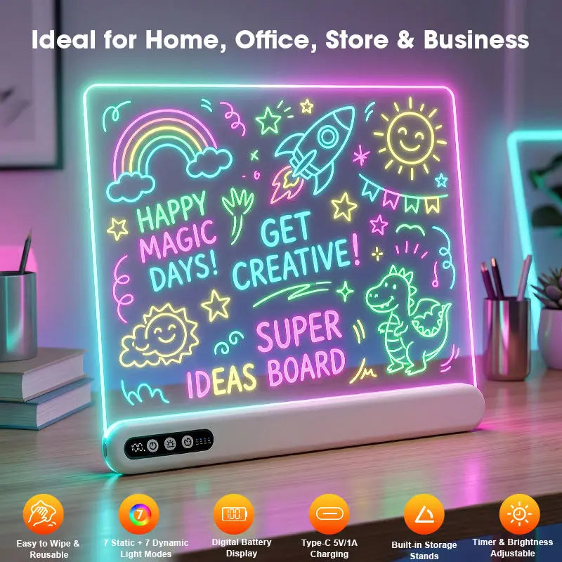 Tableau LED rechargeable avec minuterie – CLEVI Paris