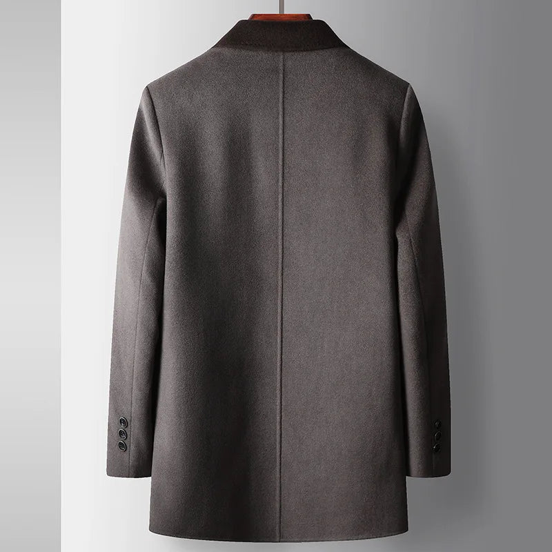 Manteau homme en laine à col contrasté – CLEVI Paris