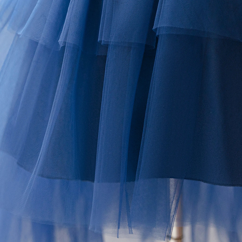 Robe fille bleue en tulle AT6121 – CLEVI Paris