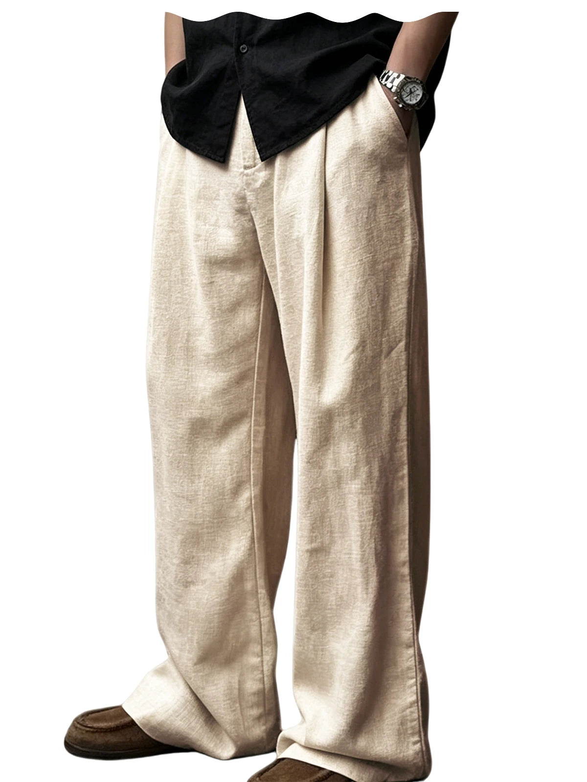 Pantalon en lin coupe ample – CLEVI Paris