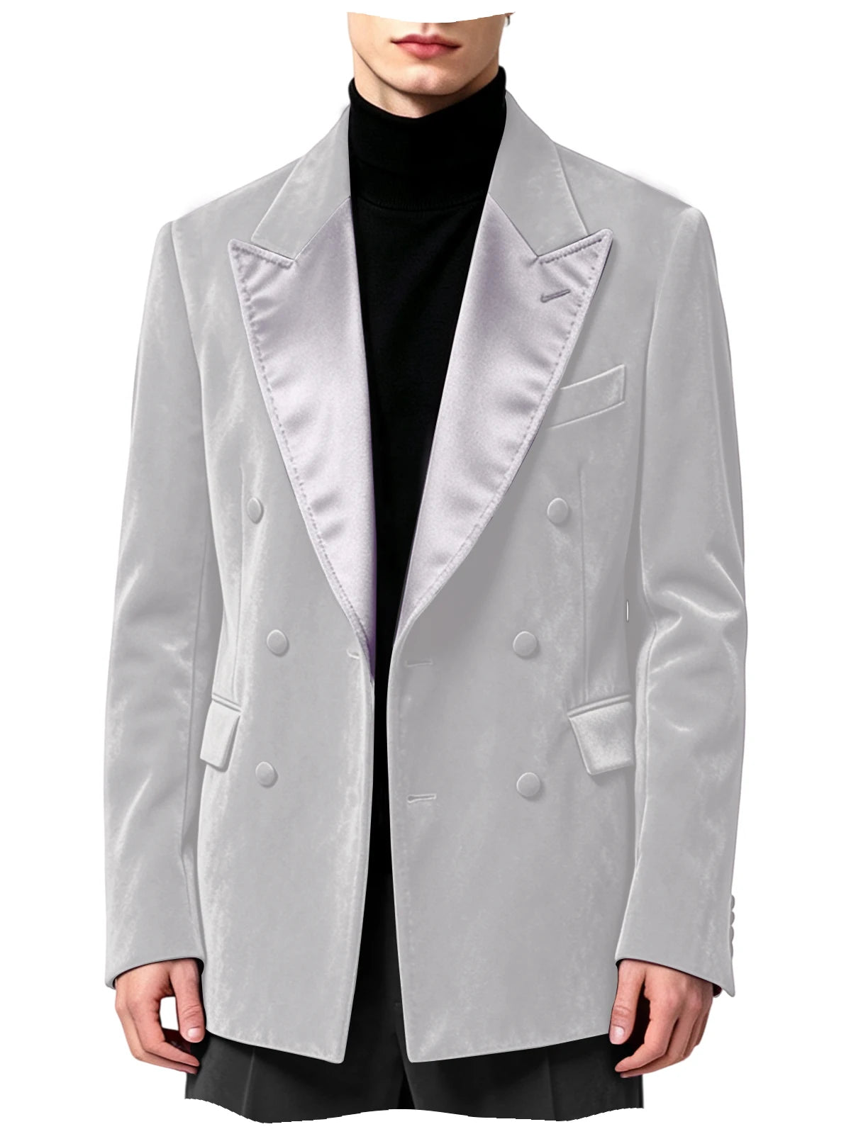 Blazer homme velours croisé à revers satinés – CLEVI Paris