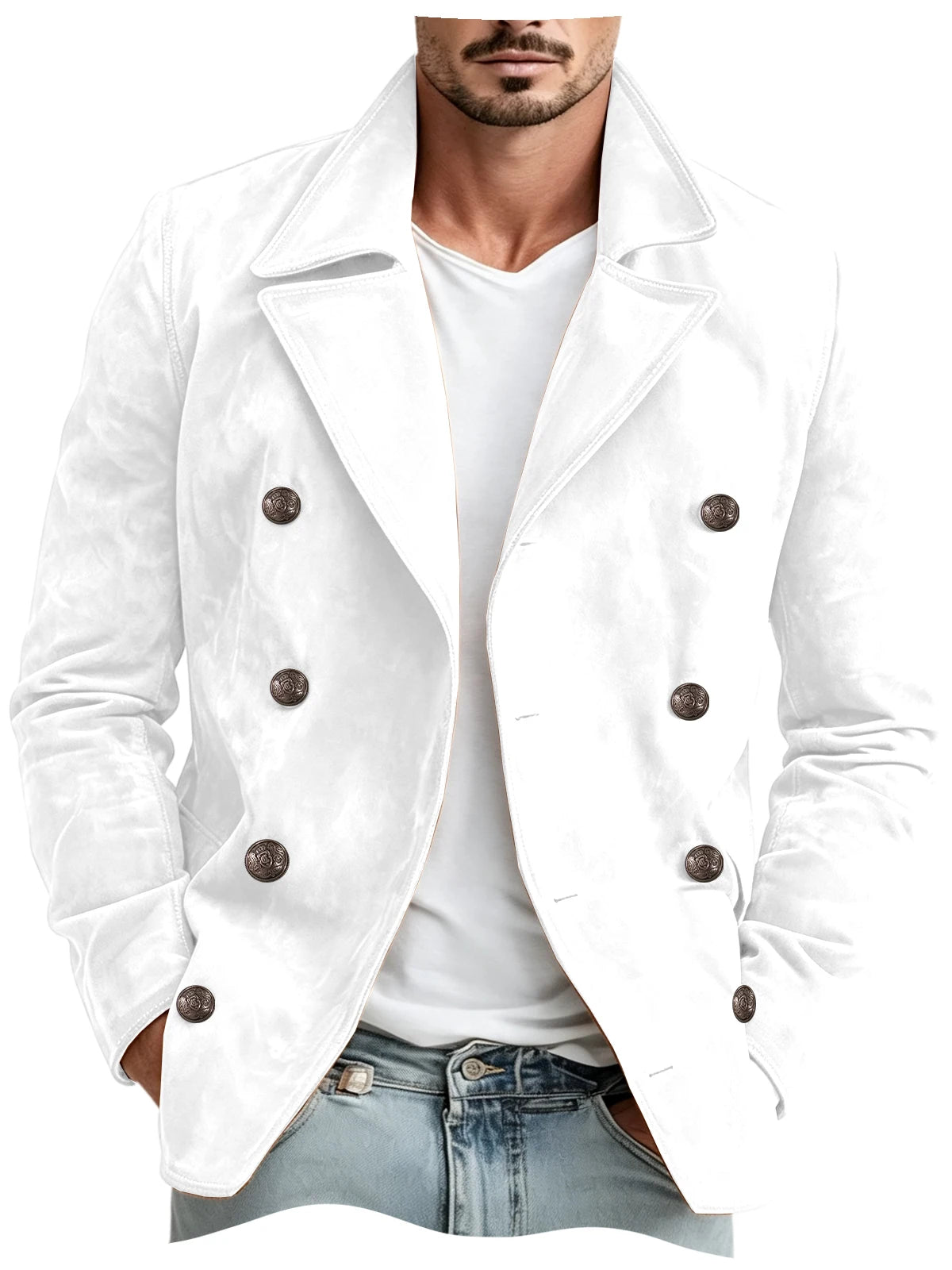 Blazer homme croisé en imitation daim – CLEVI Paris