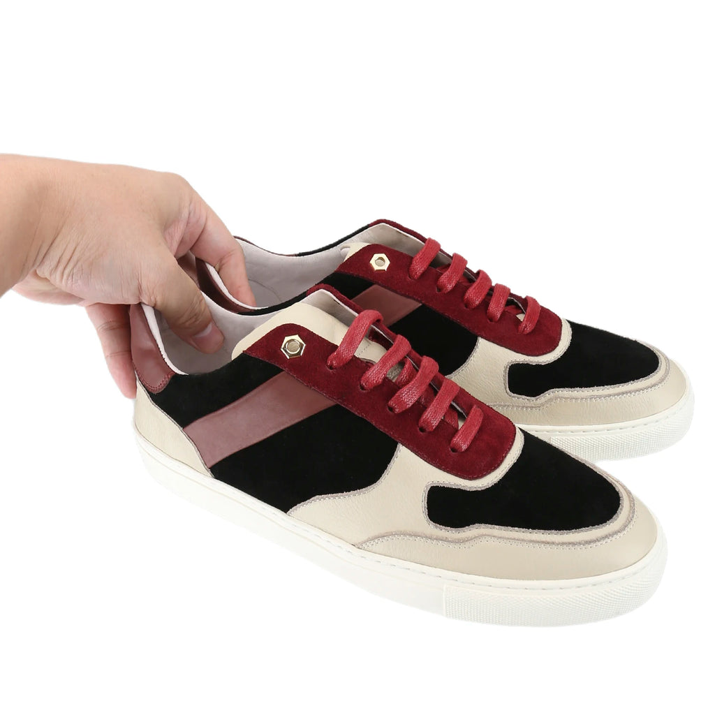 Sneakers Luxe Cuir Veau Daim Patchwork Homme – CLEVI Paris