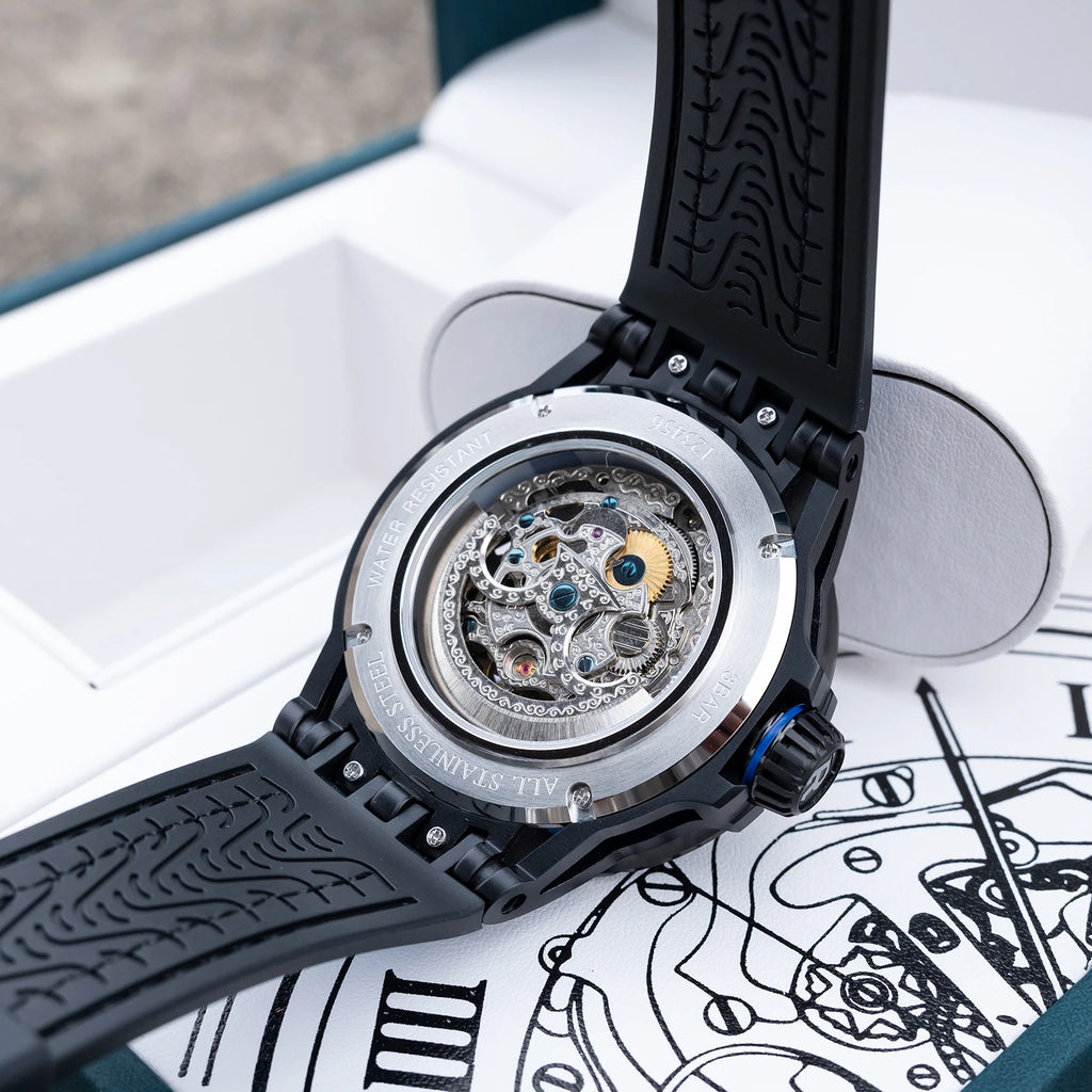 Montre Homme Automatique Squelette Grand Cadran Militaire Acier Oblvlo RD-919 – CLEVI Paris