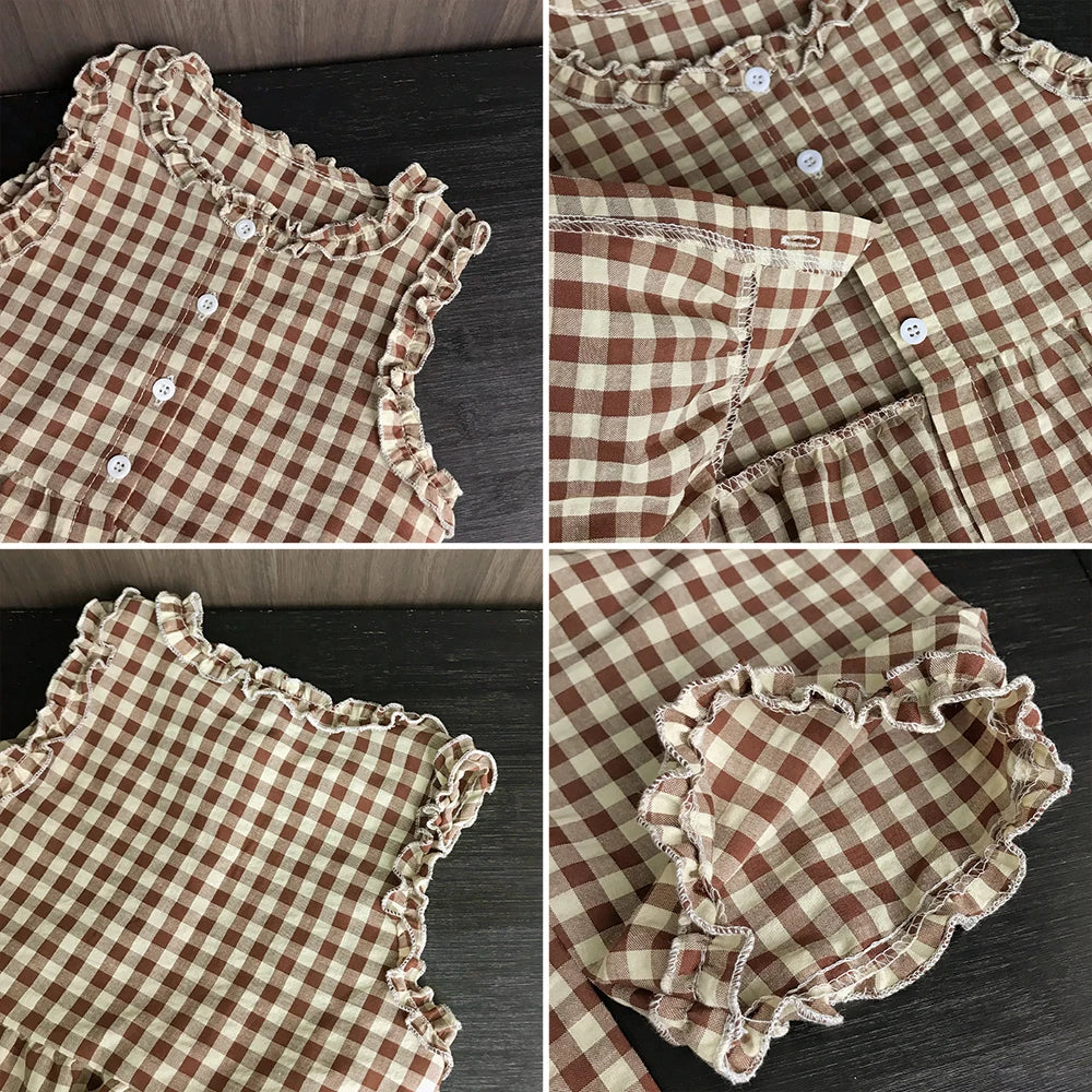 Ensemble fille haut à carreaux et pantalon – CLEVI Paris