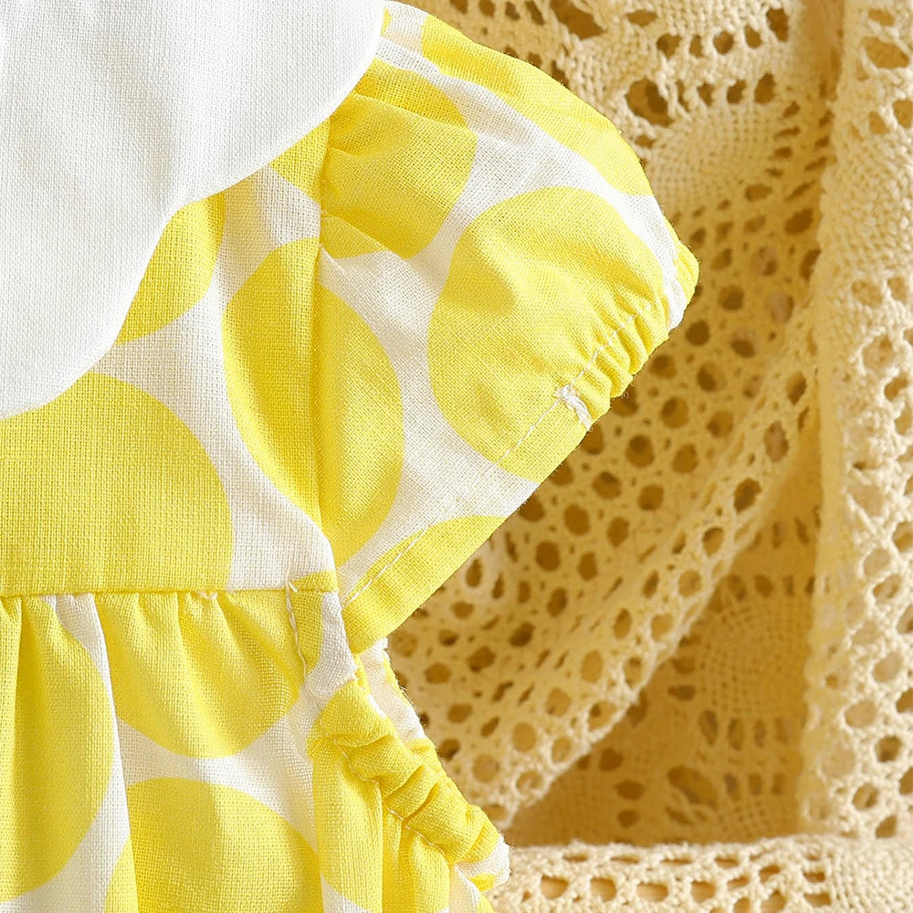 Robe été fille en coton à pois et col Claudine – CLEVI Paris
