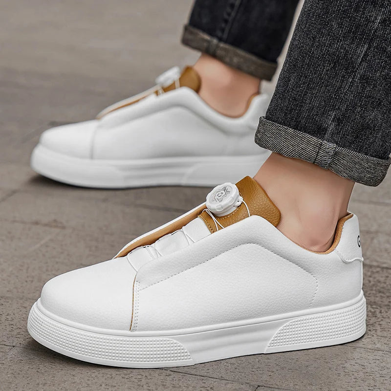 Sneakers Casual Homme Cuir PU Blanc Noir Bleu – CLEVI Paris