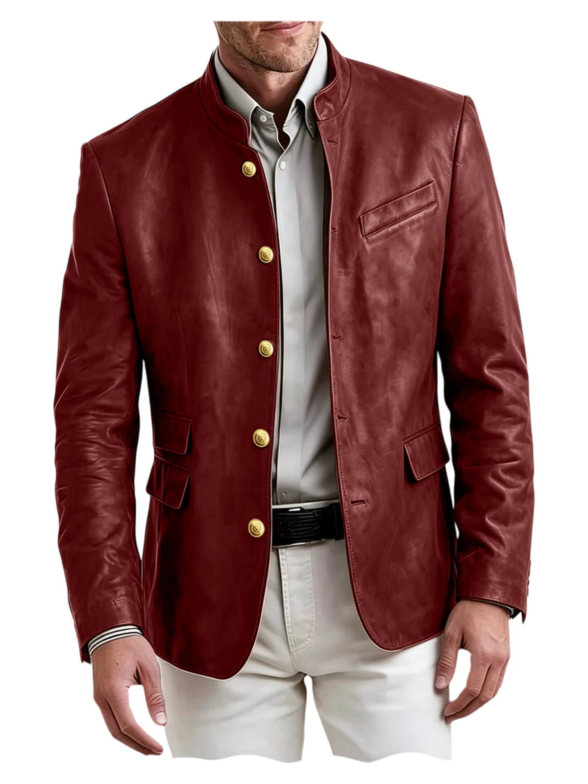 Blazer homme en similicuir, col montant – CLEVI Paris