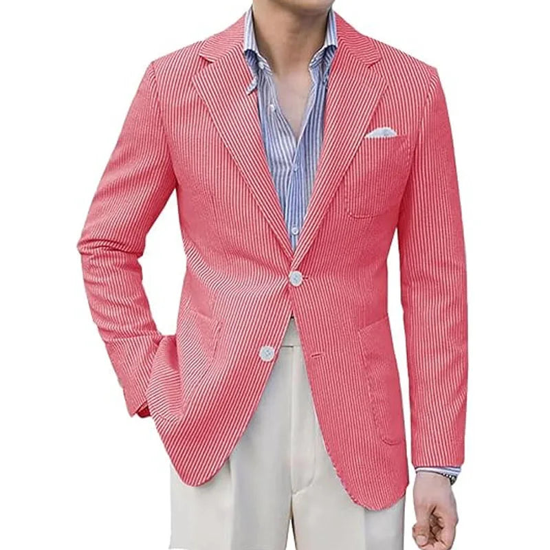 Blazer homme seersucker rayé – CLEVI Paris