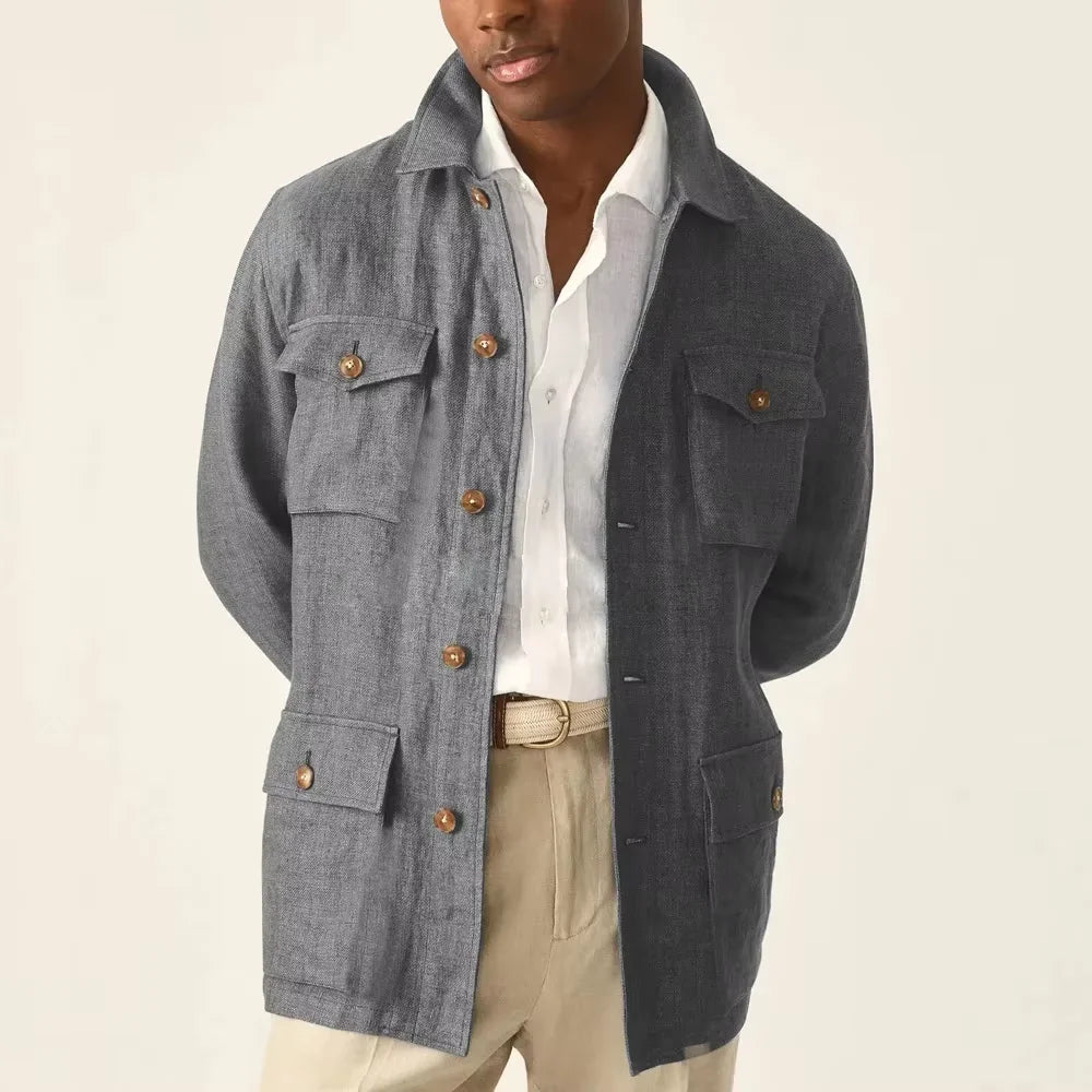 Veste safari homme en lin décontractée – CLEVI Paris