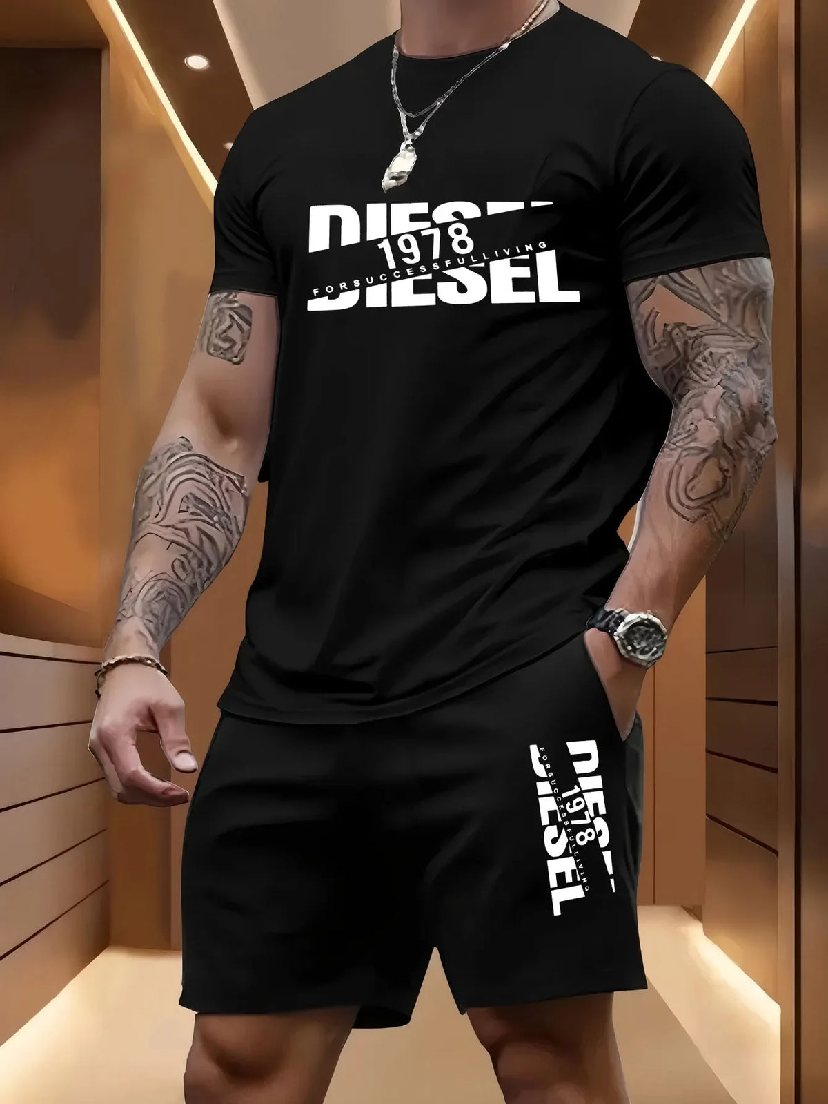Ensemble homme imprimé, short taille élastique – CLEVI Paris