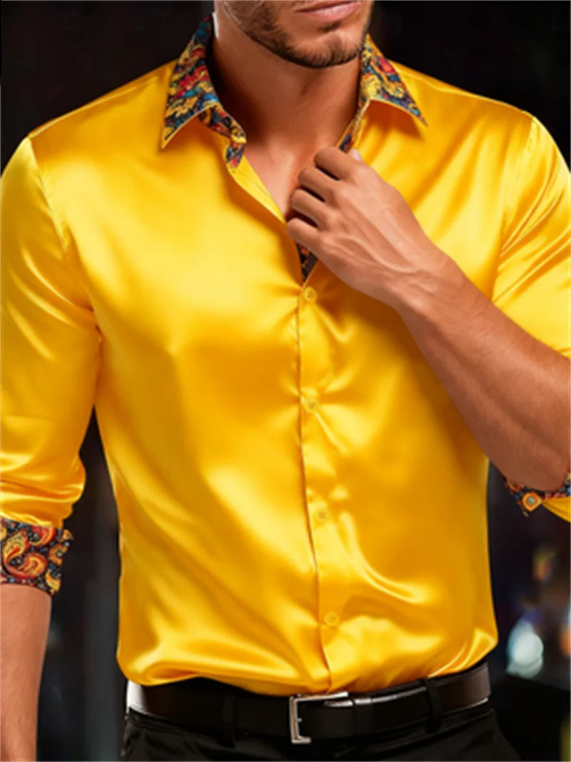 Chemise Homme Manches Longues Imprimée – Soie & Fibre de Bambou – CLEVI Paris