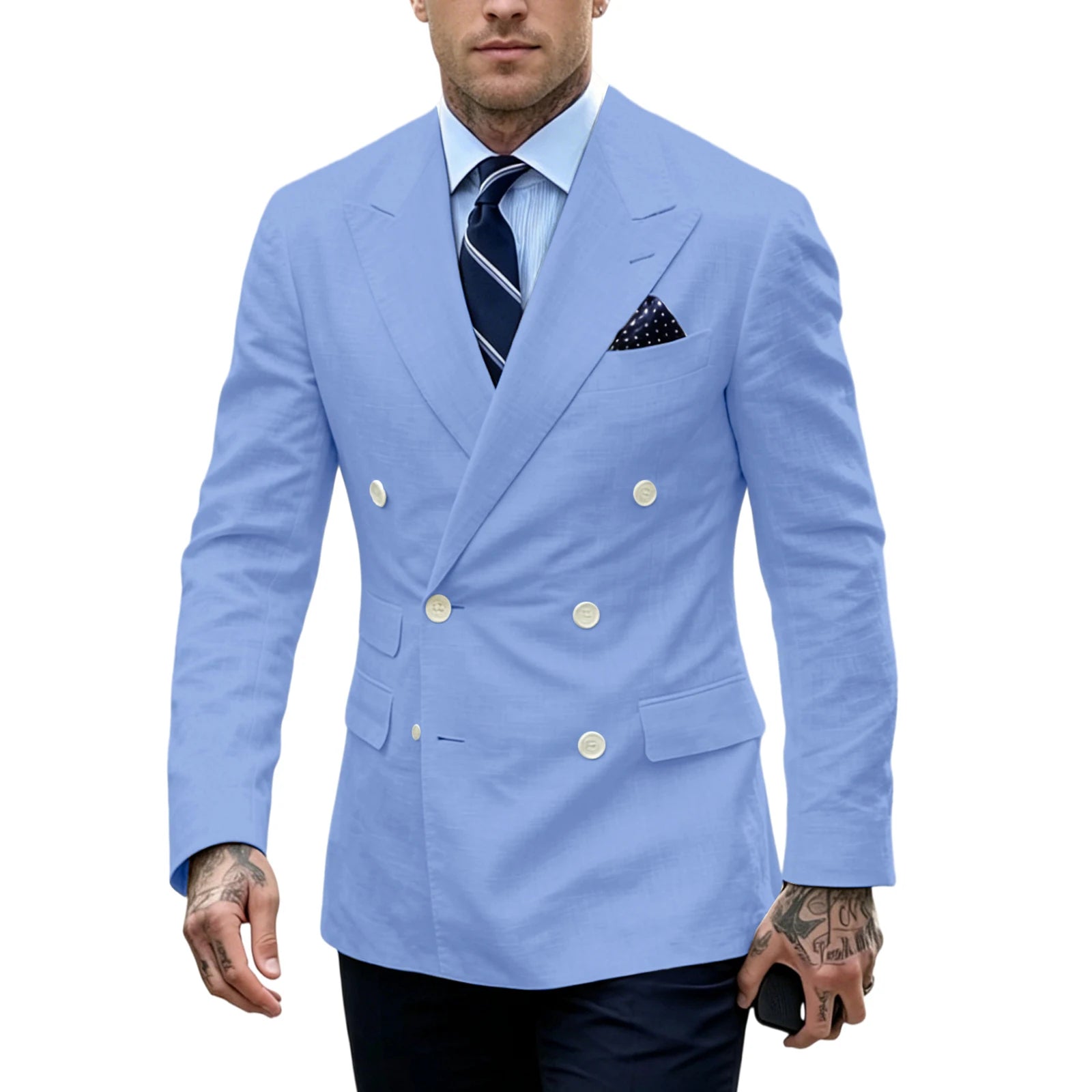 Blazer Homme Double Boutonnage Slim Fit Lin – CLEVI Paris
