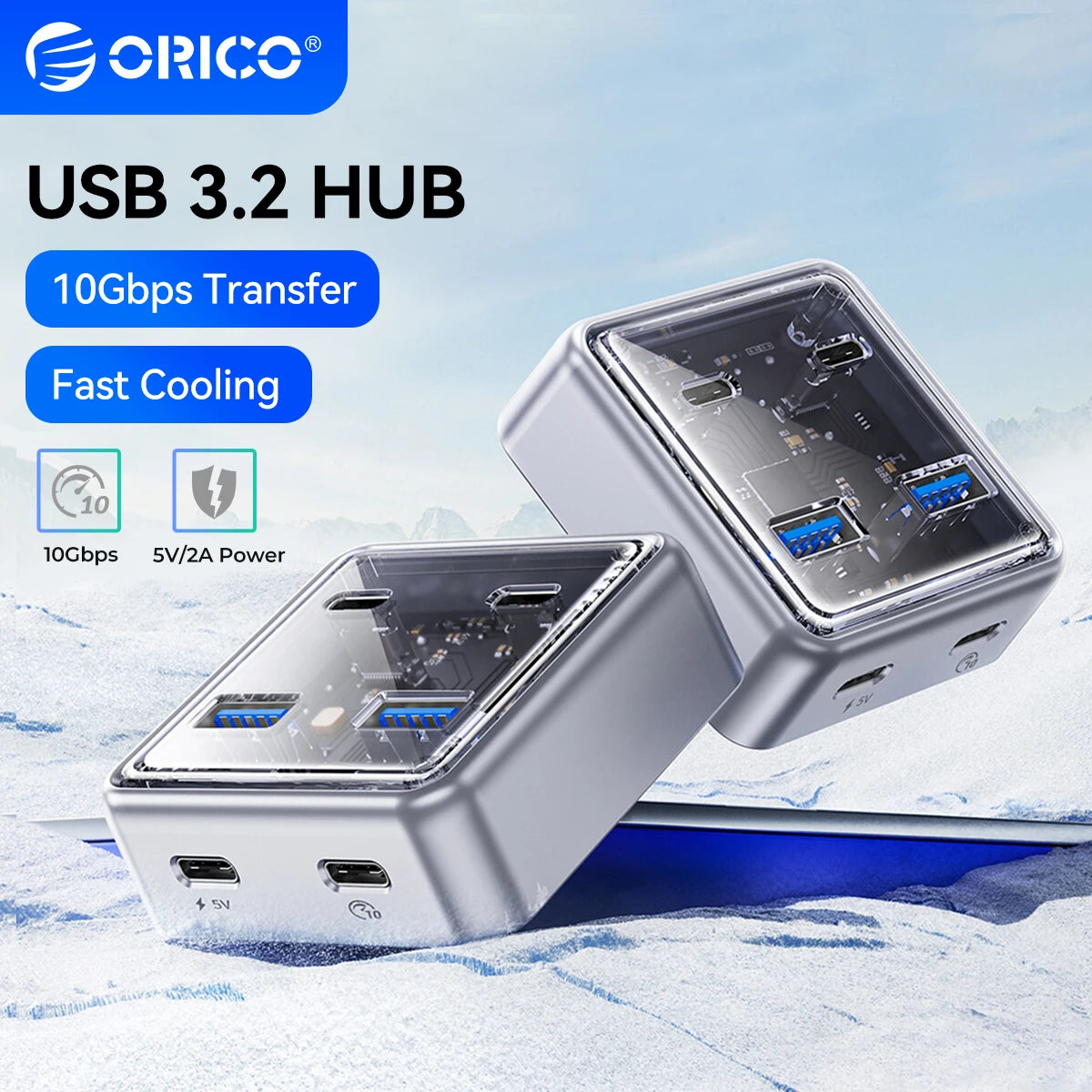 Hub USB ORICO 4 Ports 10Gbps USB-C 3.2 Docking Station PC Mac – CLEVI Paris