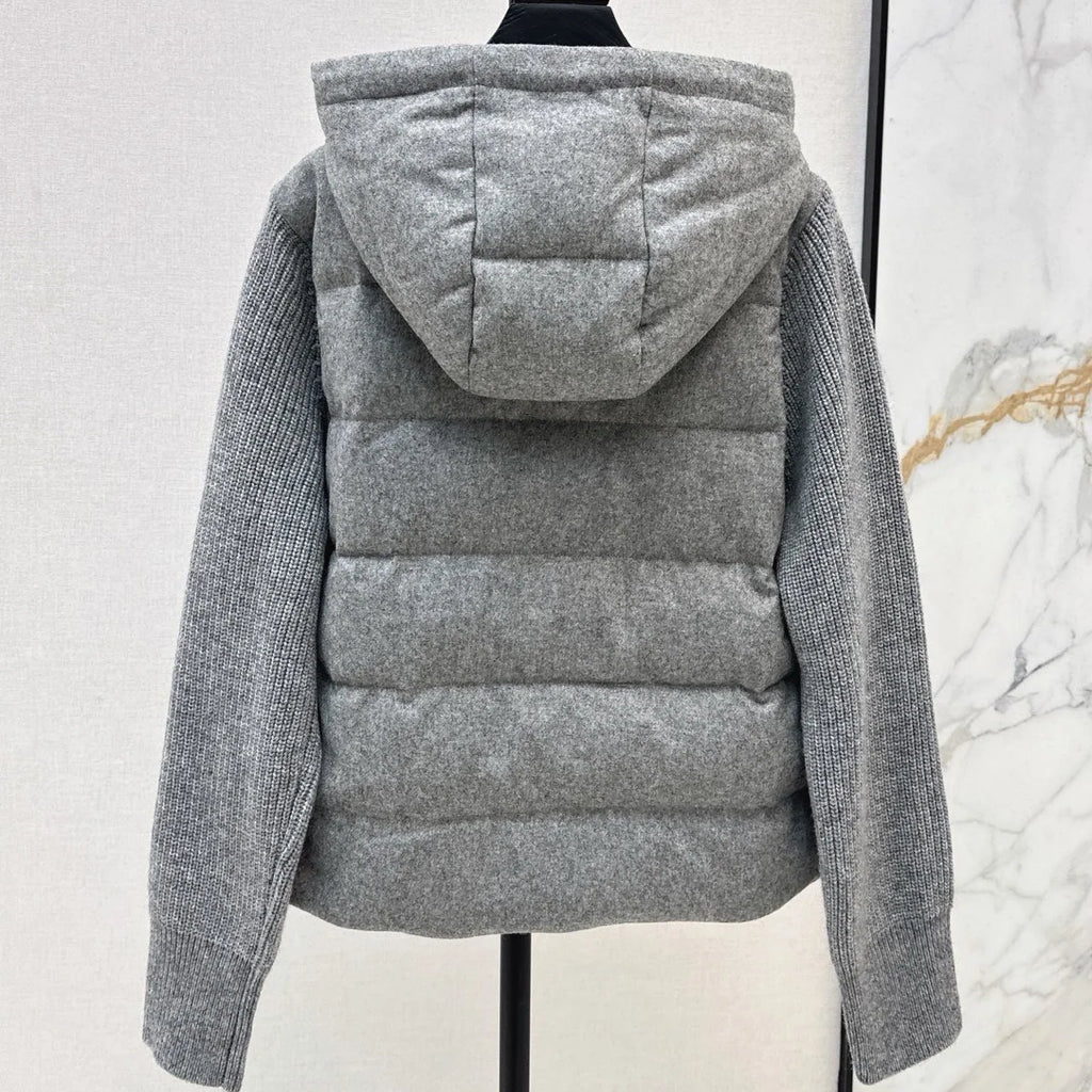 Veste femme à capuche et manches en maille – CLEVI Paris