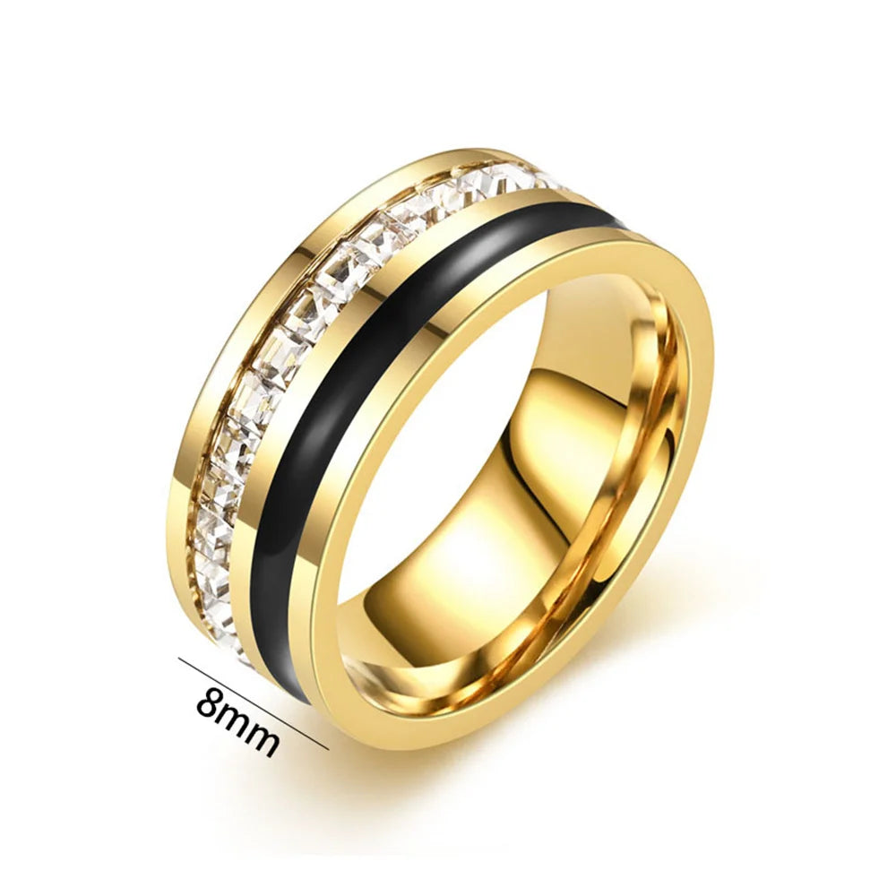 Bague Homme en Acier Doré ou Argenté, Zircone 8 mm – CLEVI Paris