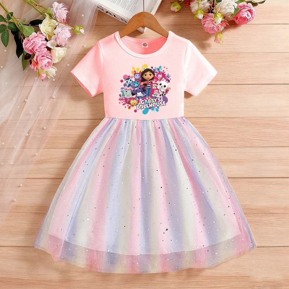 Robe fille en coton à manches courtes – CLEVI Paris