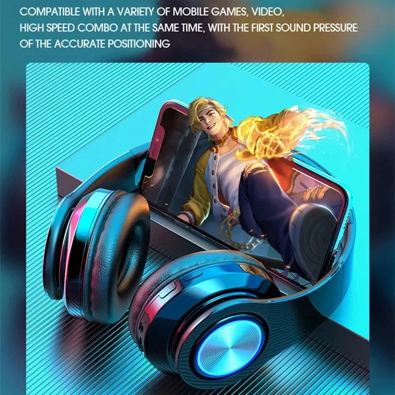 Casque Bluetooth Pliable LED RGB FM & Carte TF – CLEVI Paris