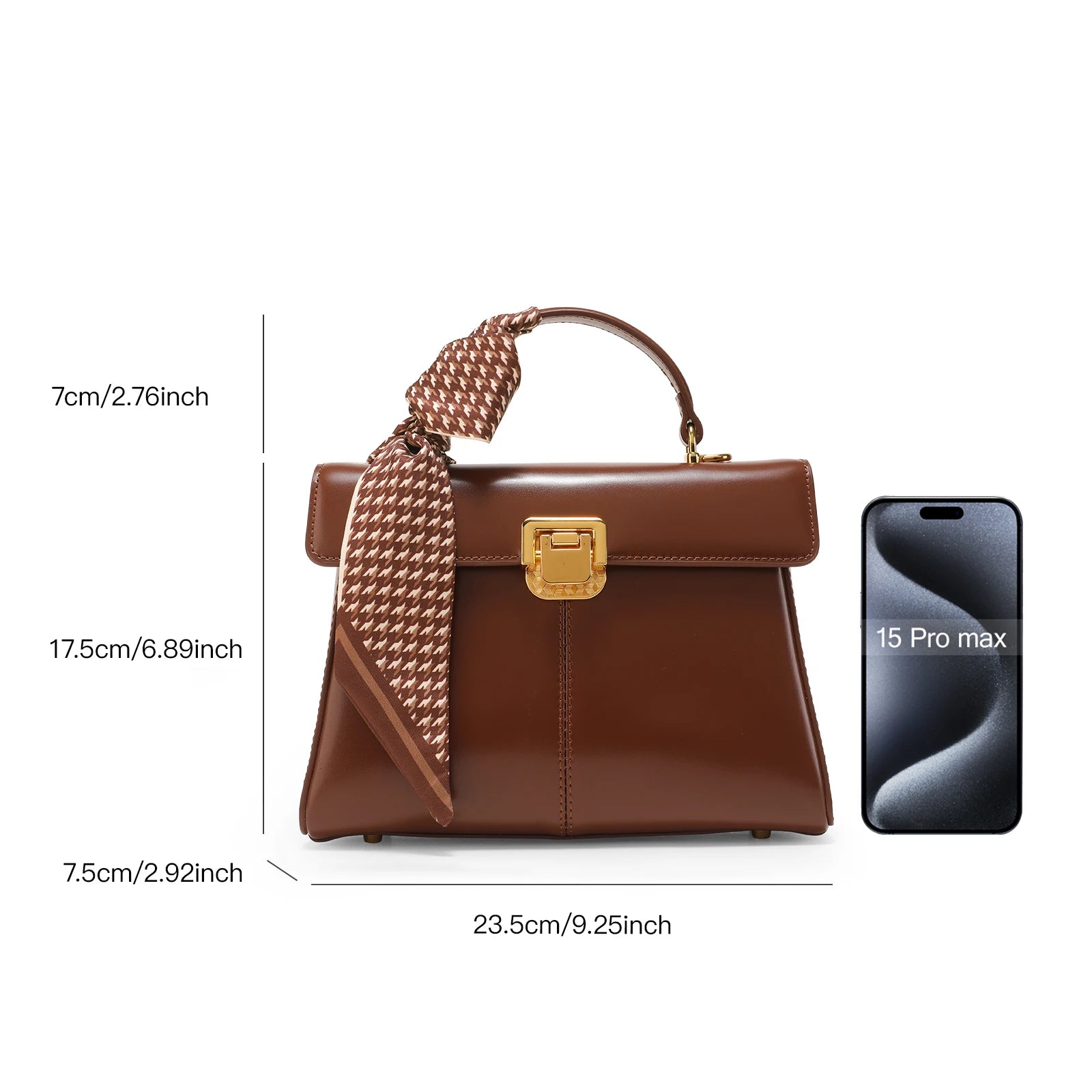 Sac à Main Femme Cuir Véritable avec Foulard Luxe Shoulder Bag 4 Coloris – CLEVI Paris
