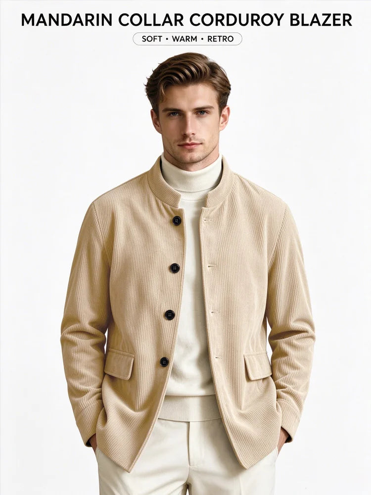 Blazer homme en velours côtelé à col montant – CLEVI Paris