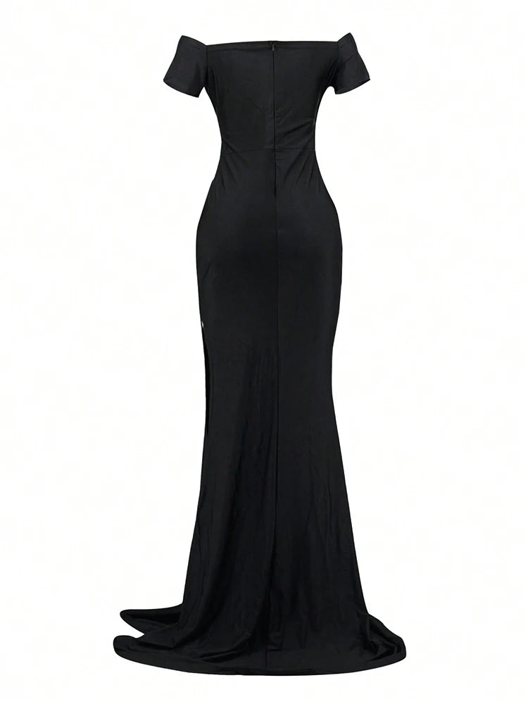 Robe de soirée sirène à col V – CLEVI Paris
