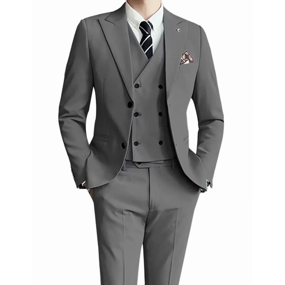 Costume homme 3 pièces uni, veste et gilet – CLEVI Paris