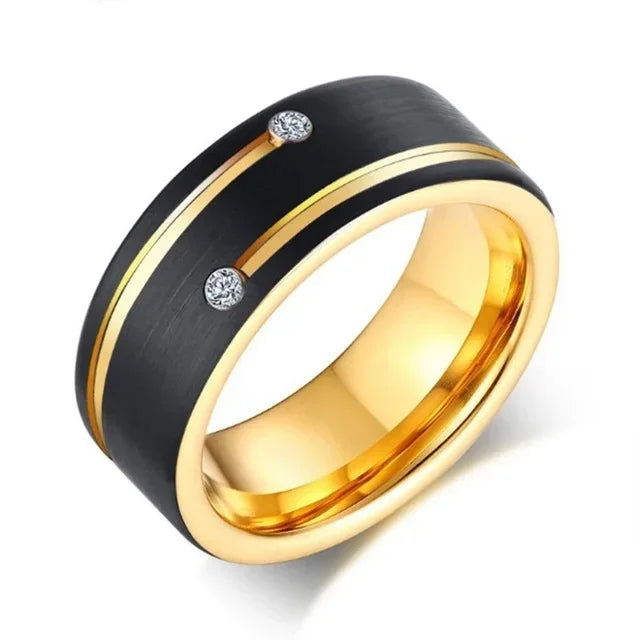 Bague Unisexe Acier Noir et Or, Gravure – CLEVI Paris