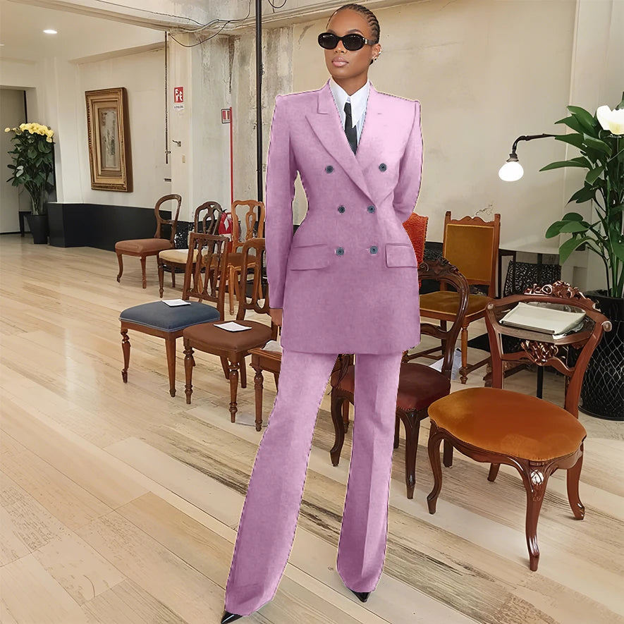 Tailleur femme blazer et pantalon évasé – CLEVI Paris