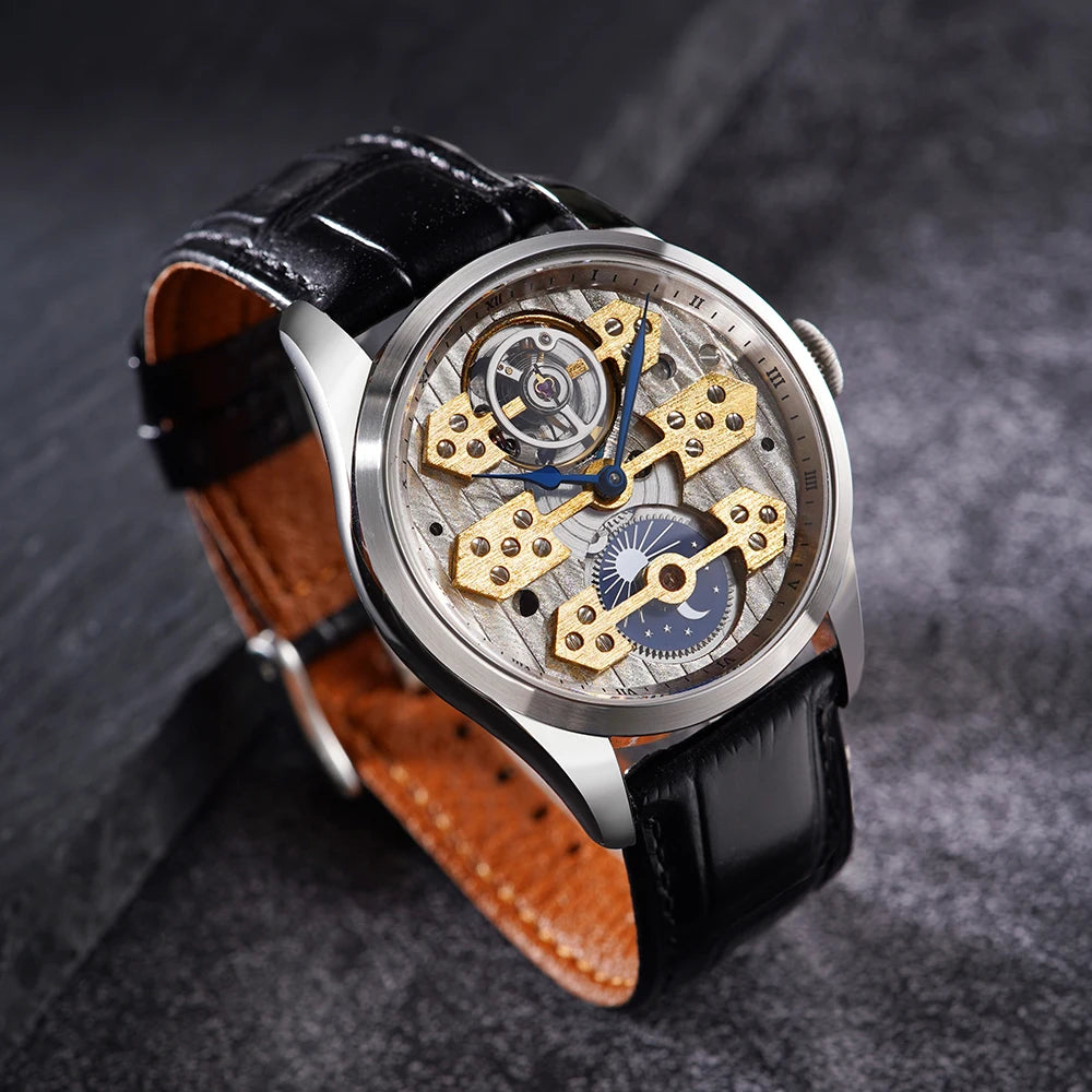 FARASUTE 5570A Montre Homme Mécanique Manuelle Saphir Cuir Étanche 5ATM – CLEVI Paris