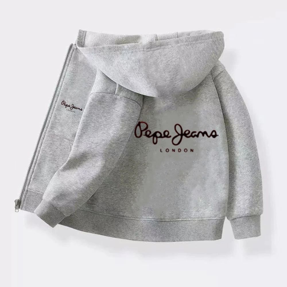 Sweat enfant zippé à capuche et lettres – CLEVI Paris