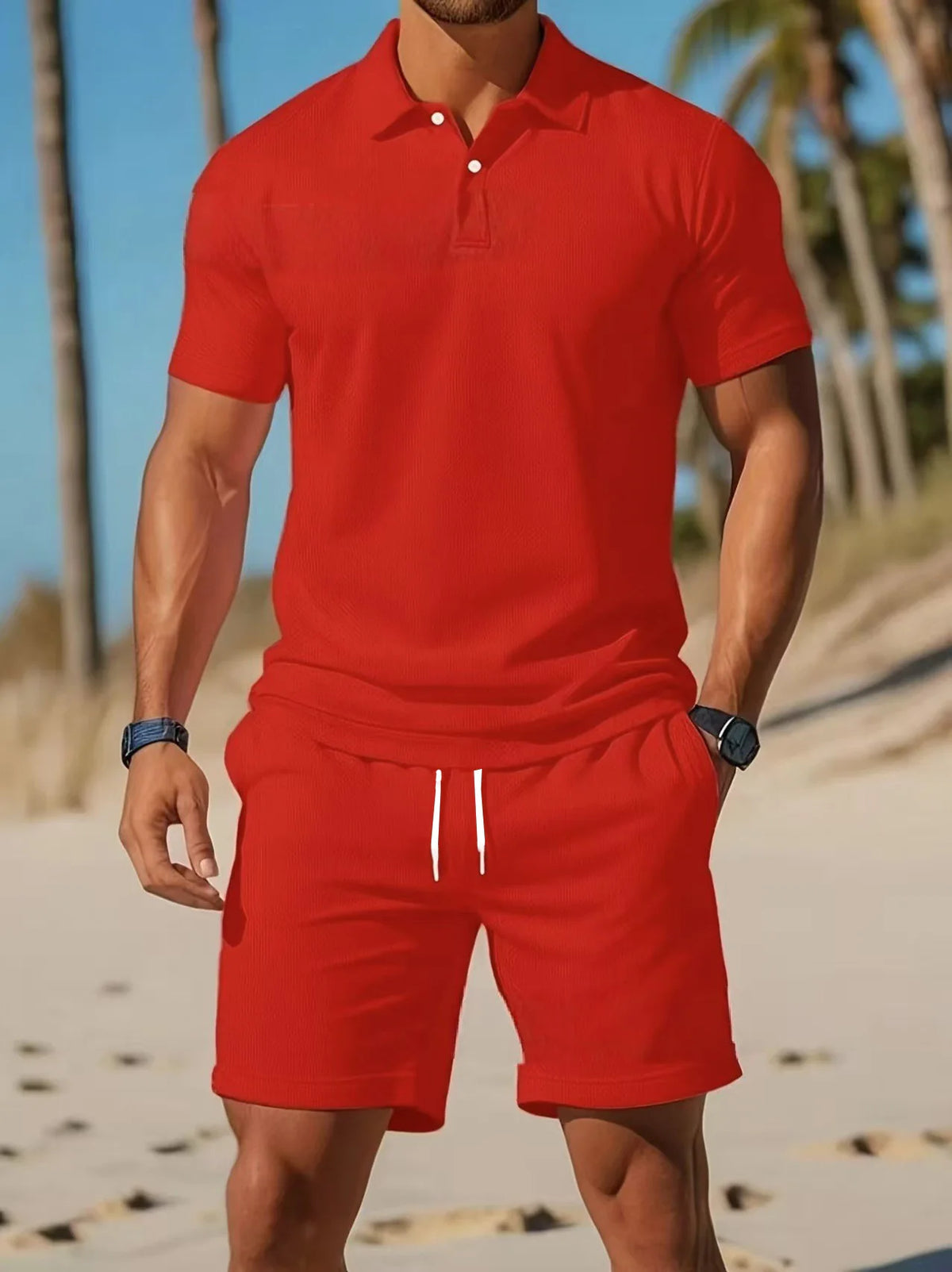 Ensemble homme polo et short en maille – CLEVI Paris