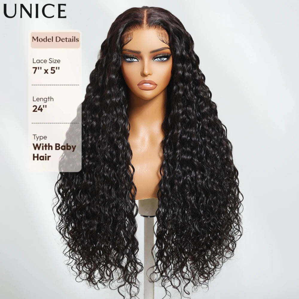 Perruque Water Wave Cheveux Humains Remy Hair Dentelle 7x5 Glueless Pré-Coupée – CLEVI Paris
