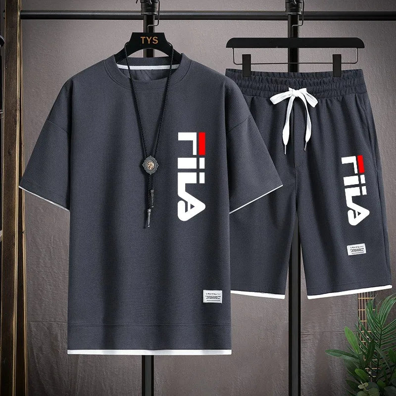 Ensemble 2 Pièces Homme T-shirt + Short Waffle Été 2026 – Respirant, Coupe Loose, 6 Coloris – CLEVI Paris
