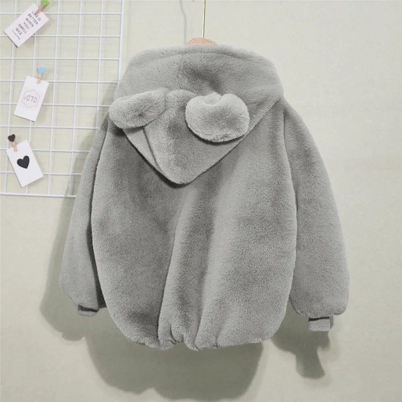 Veste enfant fausse fourrure à capuche – CLEVI Paris