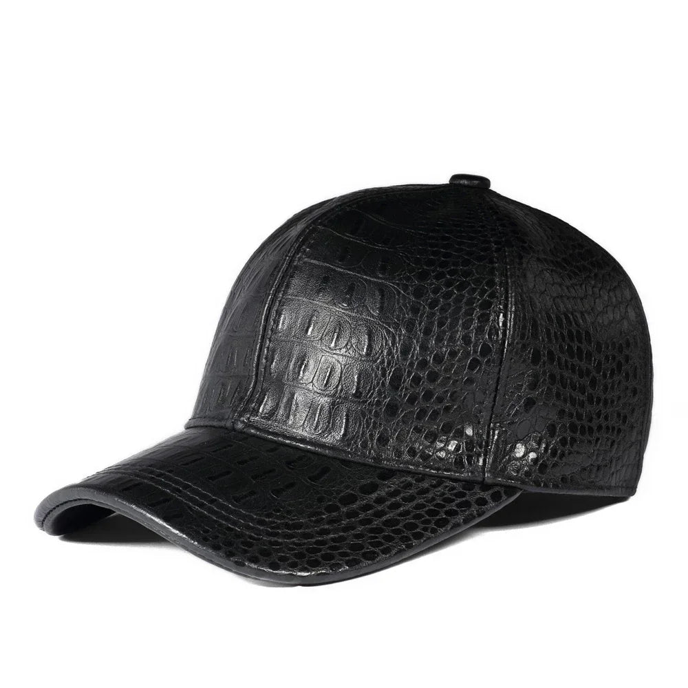 Casquette Baseball Cuir Mouton Homme Motif Crocodile – CLEVI Paris