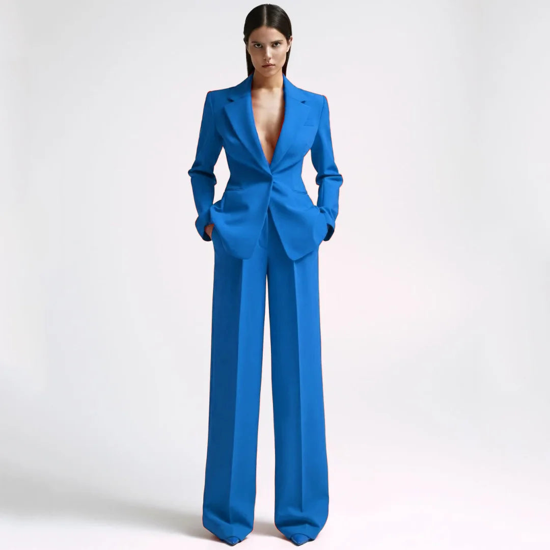 Tailleur 2 Pièces Femme Blazer Pantalon Revers Cranté 13 Coloris – CLEVI Paris
