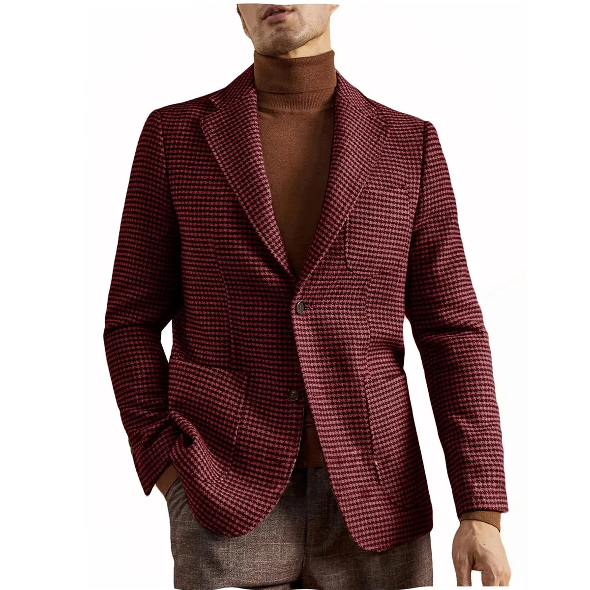 Blazer homme pied-de-poule en laine mélangée – CLEVI Paris