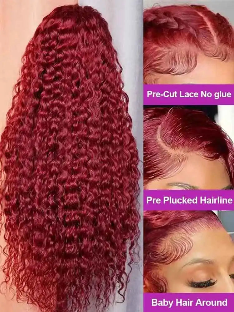 Perruque Lace Front 13x4 Deep Wave Cheveux Humains Brésiliens Bordeaux & Highlight – CLEVI Paris