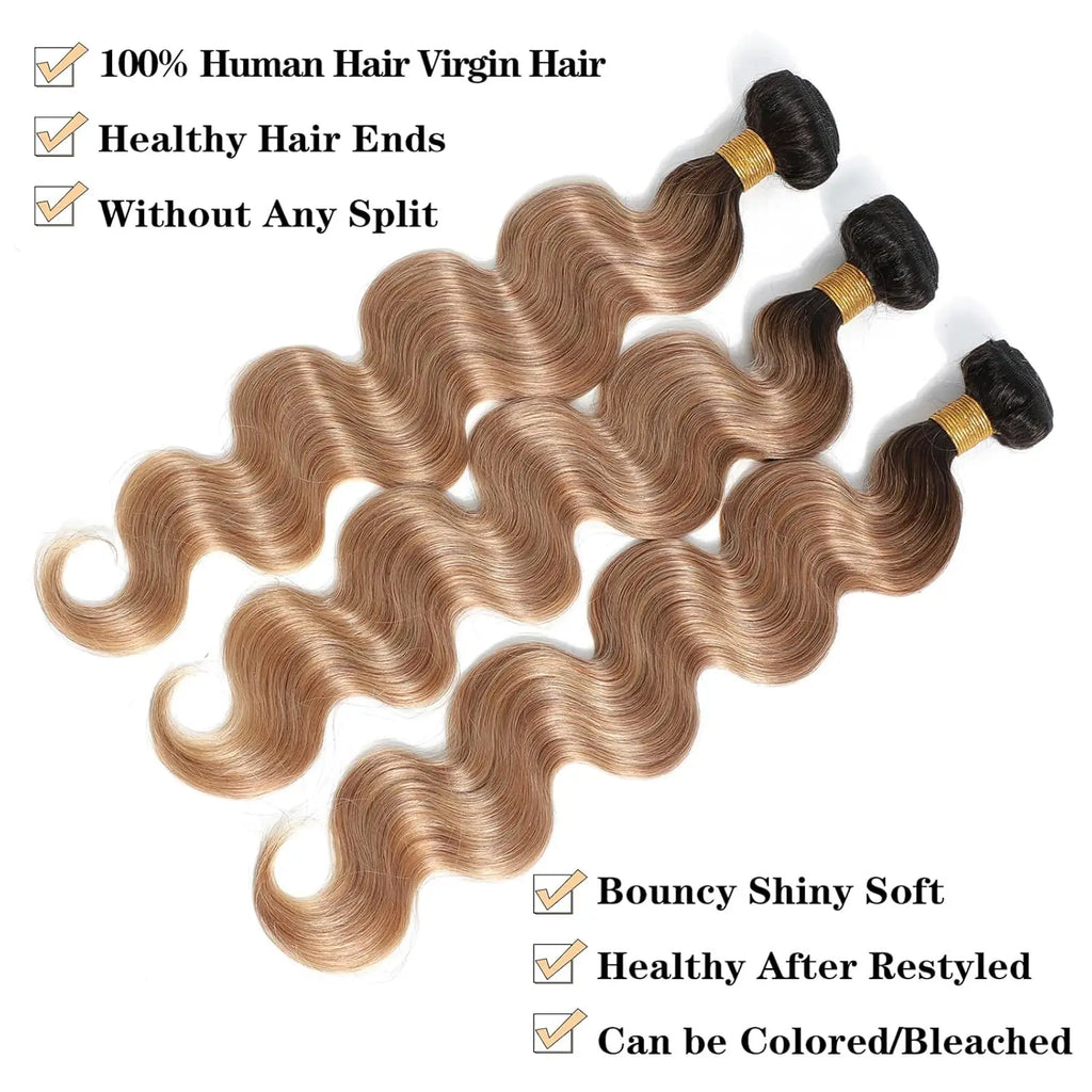 Extensions Cheveux Body Wave Ombré Miel 100% Cheveux Humains Brésiliens – CLEVI Paris