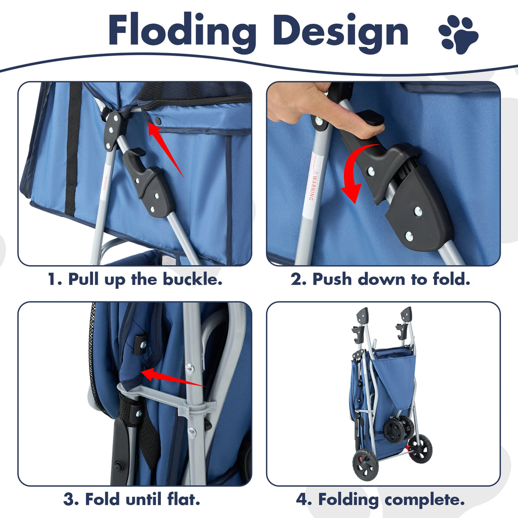 Poussette pliable 3 roues pour chien et chat – CLEVI Paris
