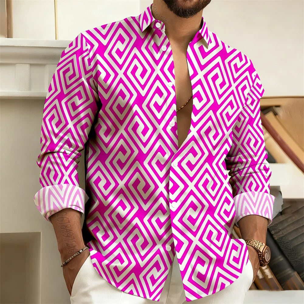 Chemise imprimée homme manches longues – CLEVI Paris