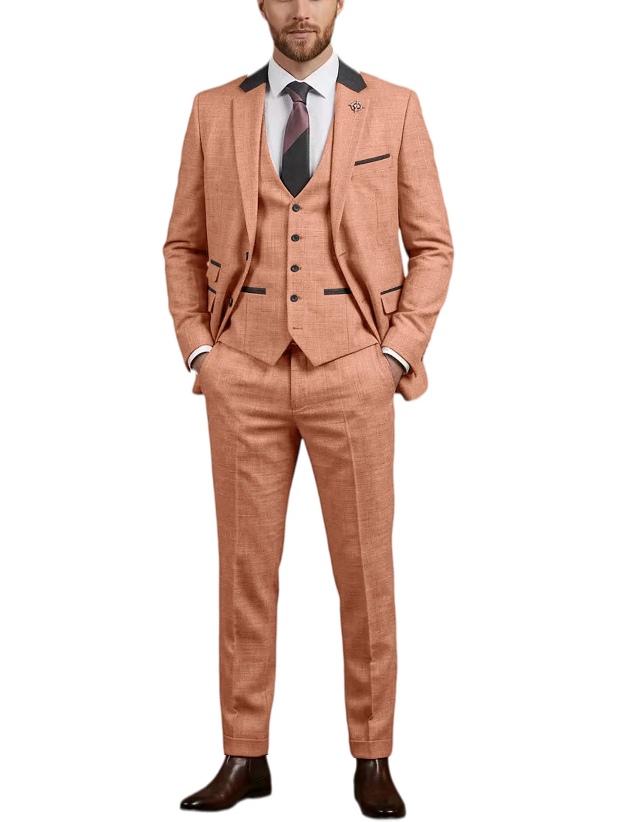 Costume homme 3 pièces en lin mélangé – CLEVI Paris