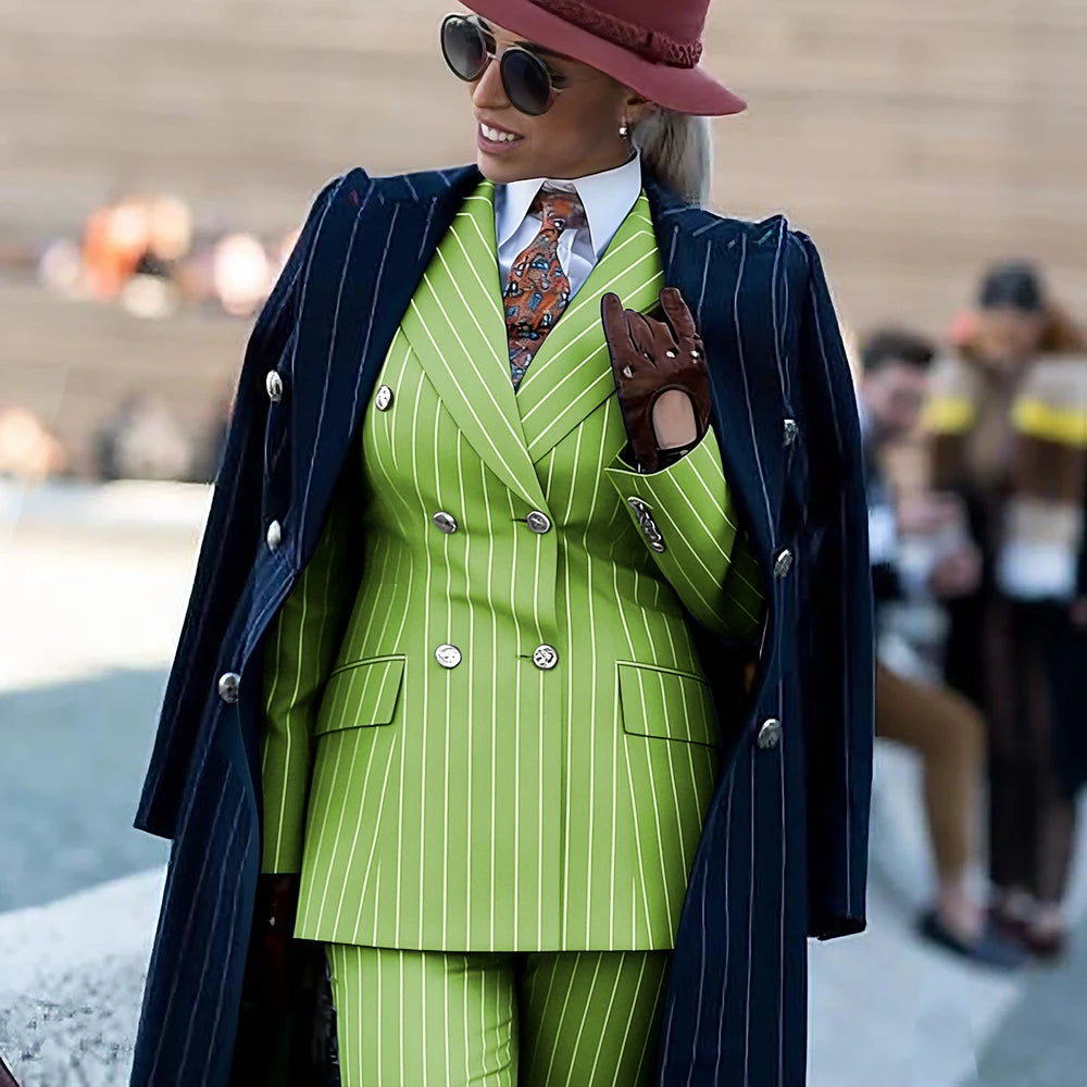 Tailleur 3 pièces femme rayé élégant – CLEVI Paris