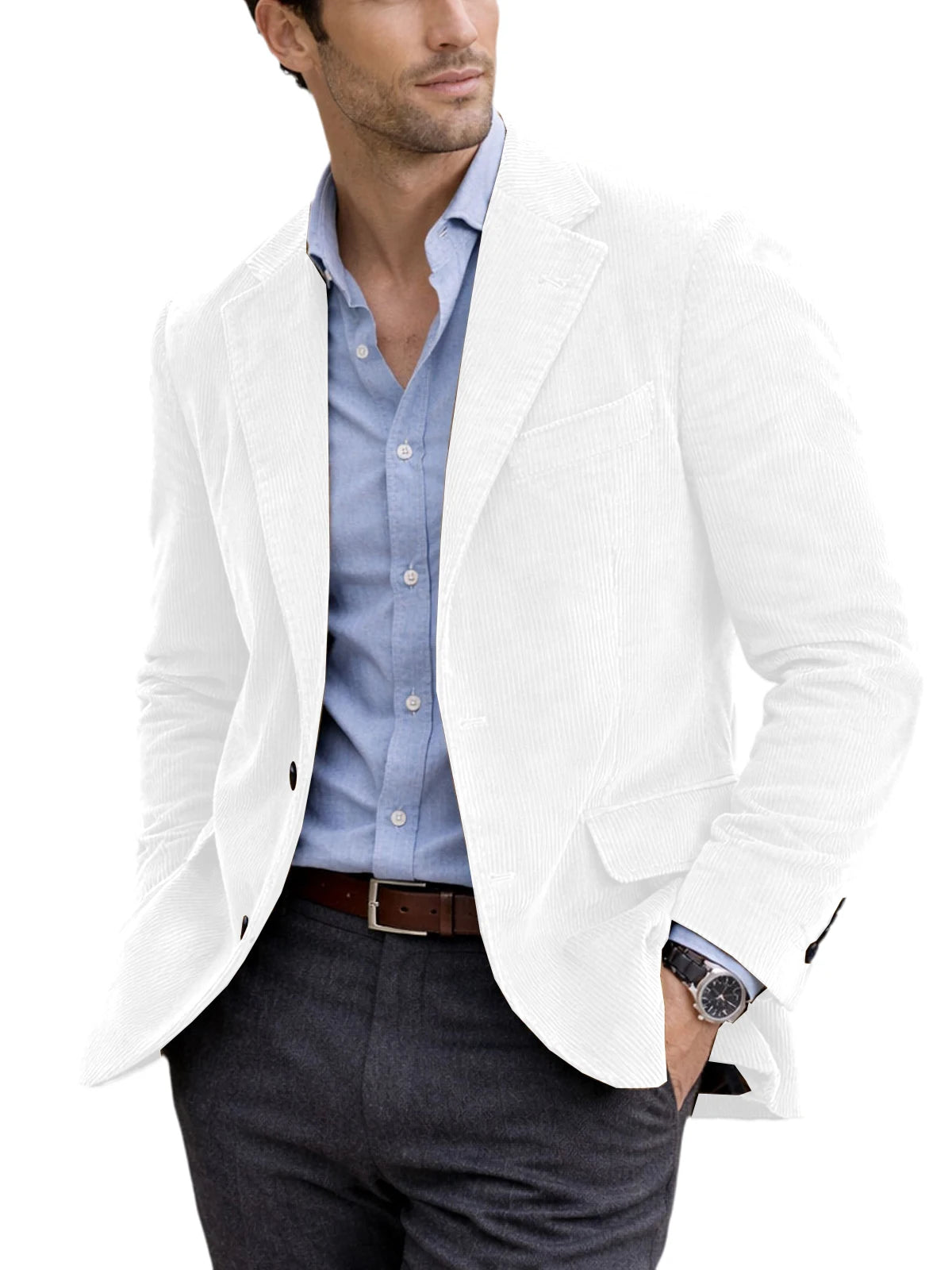 Blazer homme en velours côtelé à 2 boutons – CLEVI Paris