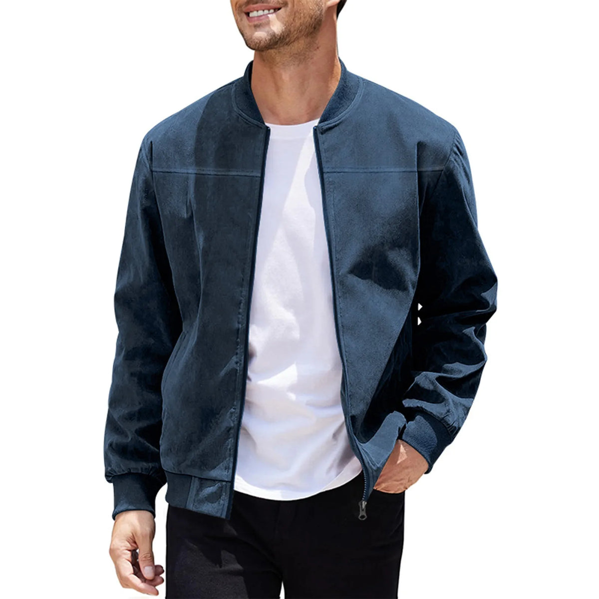 Veste homme zippée à col rond, style rétro – CLEVI Paris